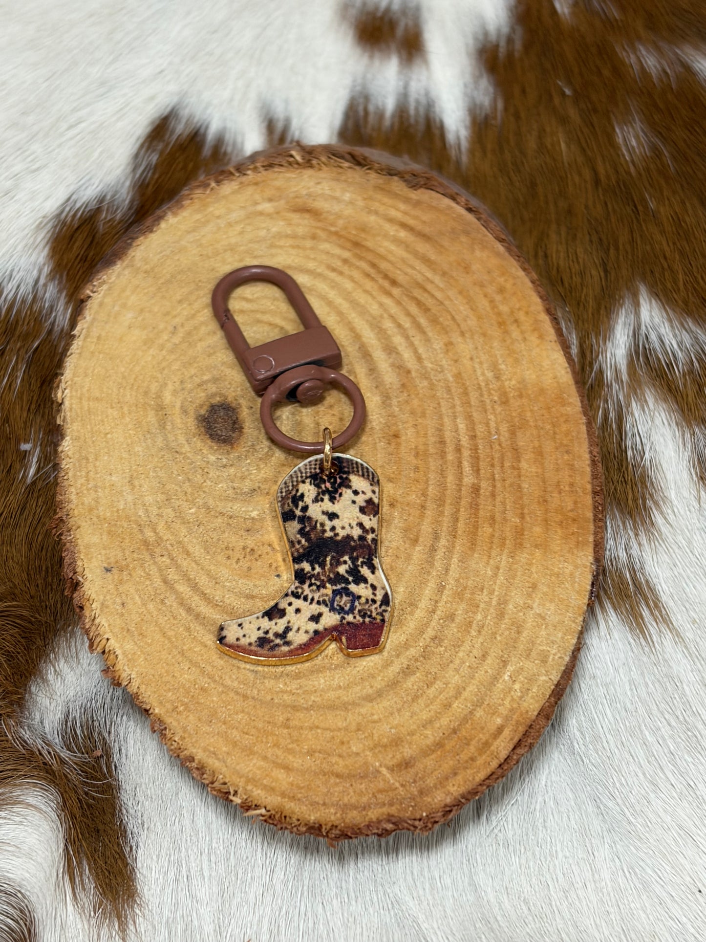 Western Boot Keychain Bag Charm