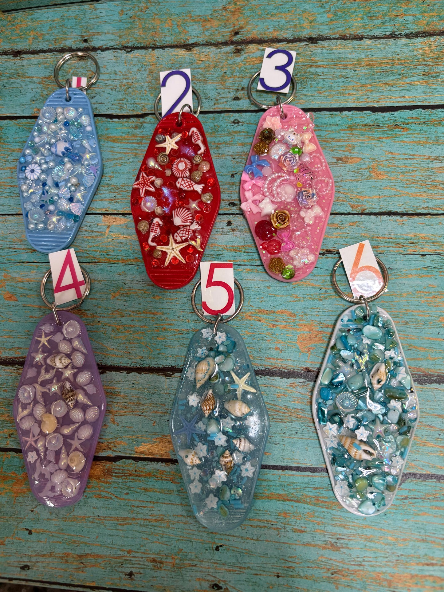 Acrylic Keychains Ocean Scene Star Fish Sea Shells Colored Stones Fish Sea Horse Flowers Bows Beads