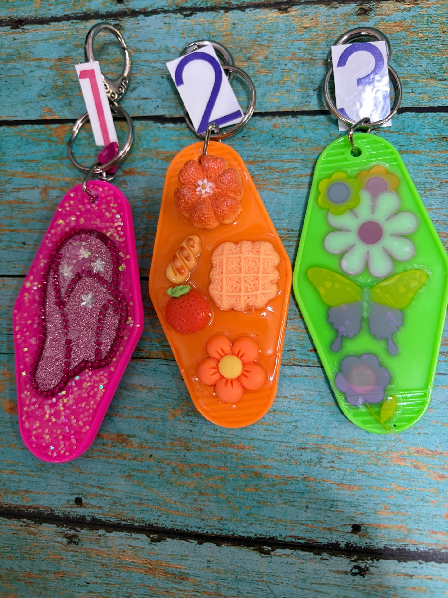 Acrylic Keychain Bag Charm Flowers Cowgirl Hat Bread Fruit