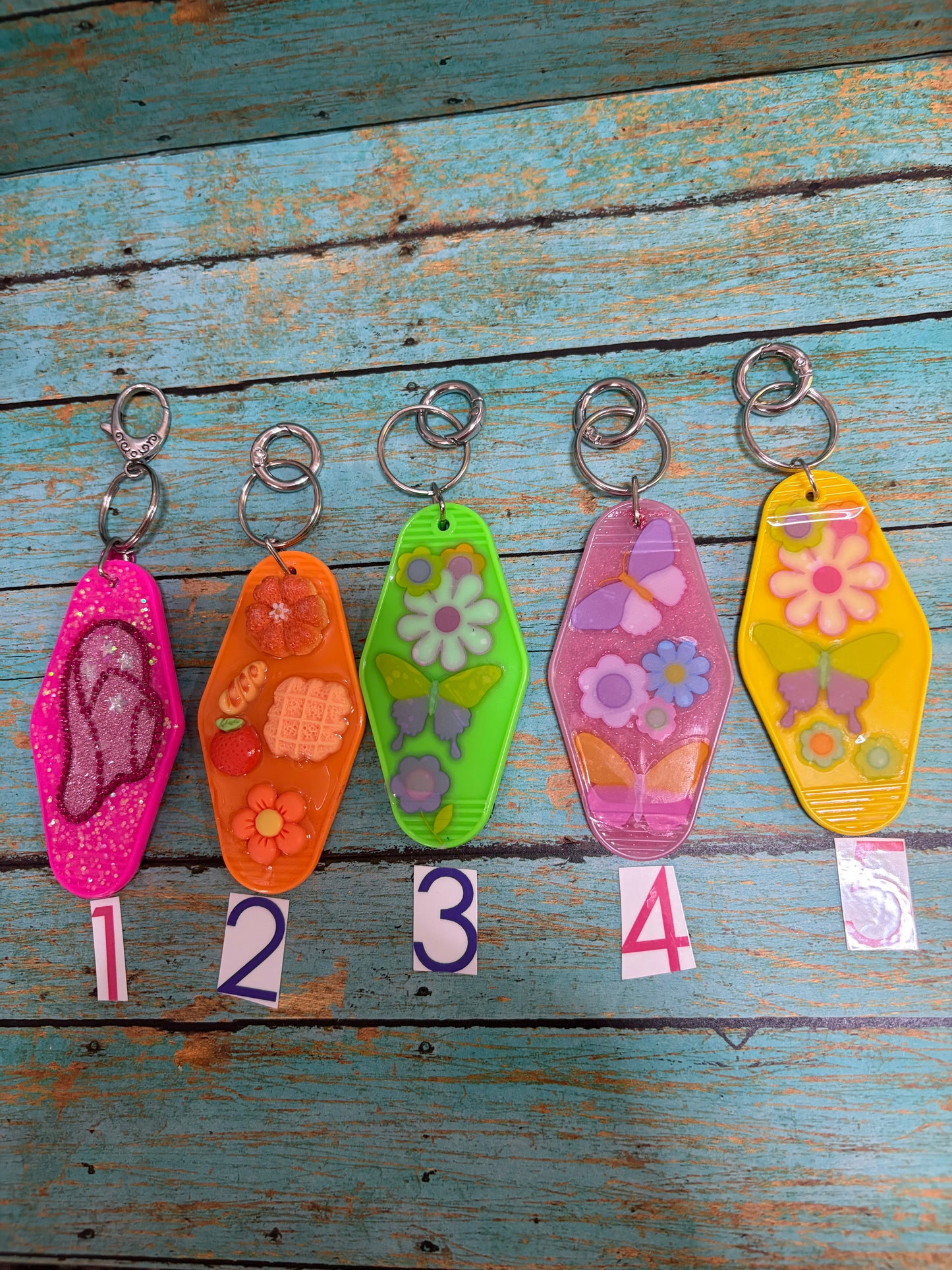 Acrylic Keychain Bag Charm Flowers Cowgirl Hat Bread Fruit