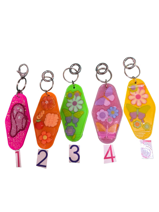 Acrylic Keychain Bag Charm Flowers Cowgirl Hat Bread Fruit