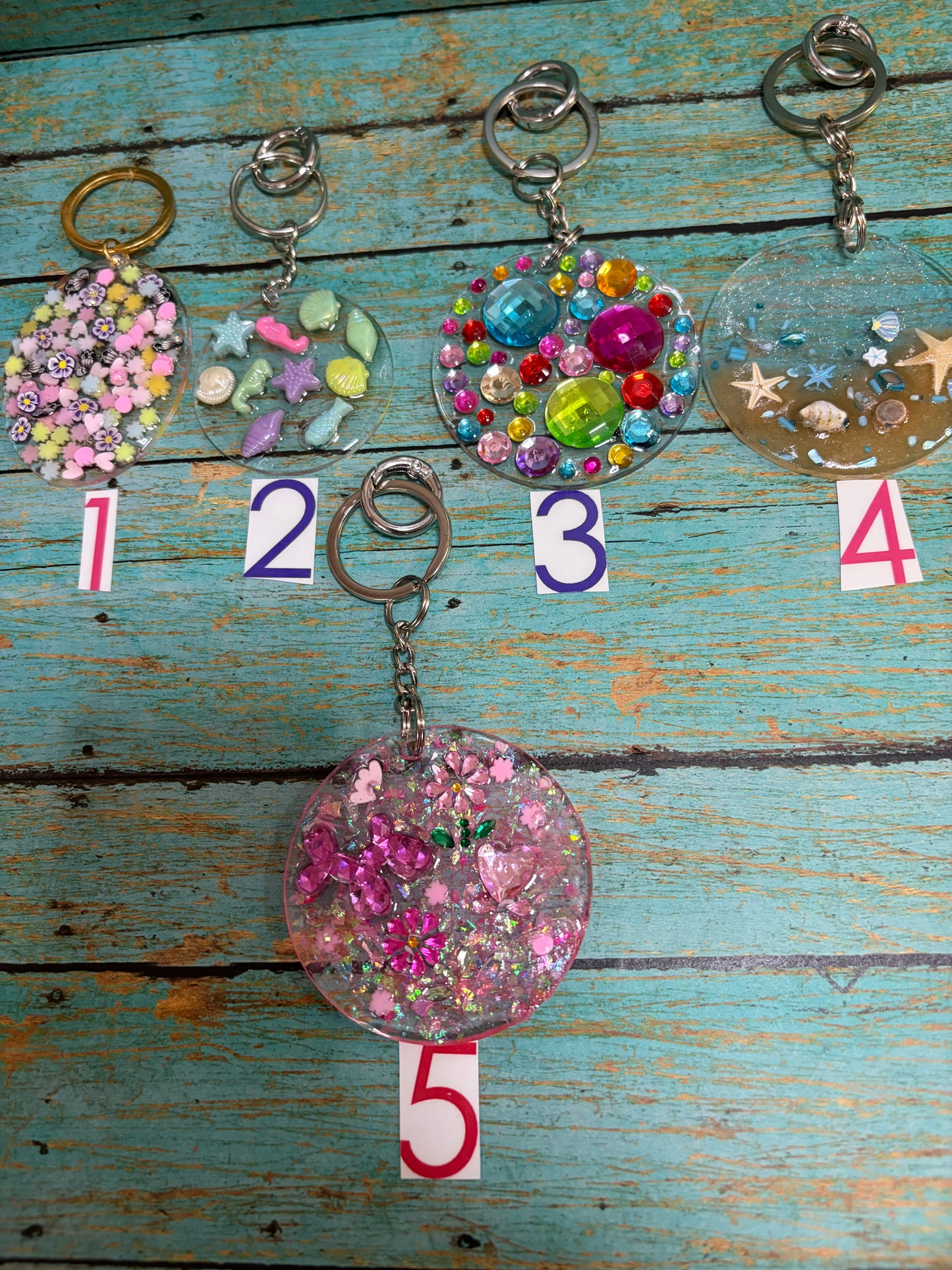 Resin Bag Charms Keychain Ocean Scene Sea shells Fish Star Fish Sand Flowers Hearts Colorful Beads