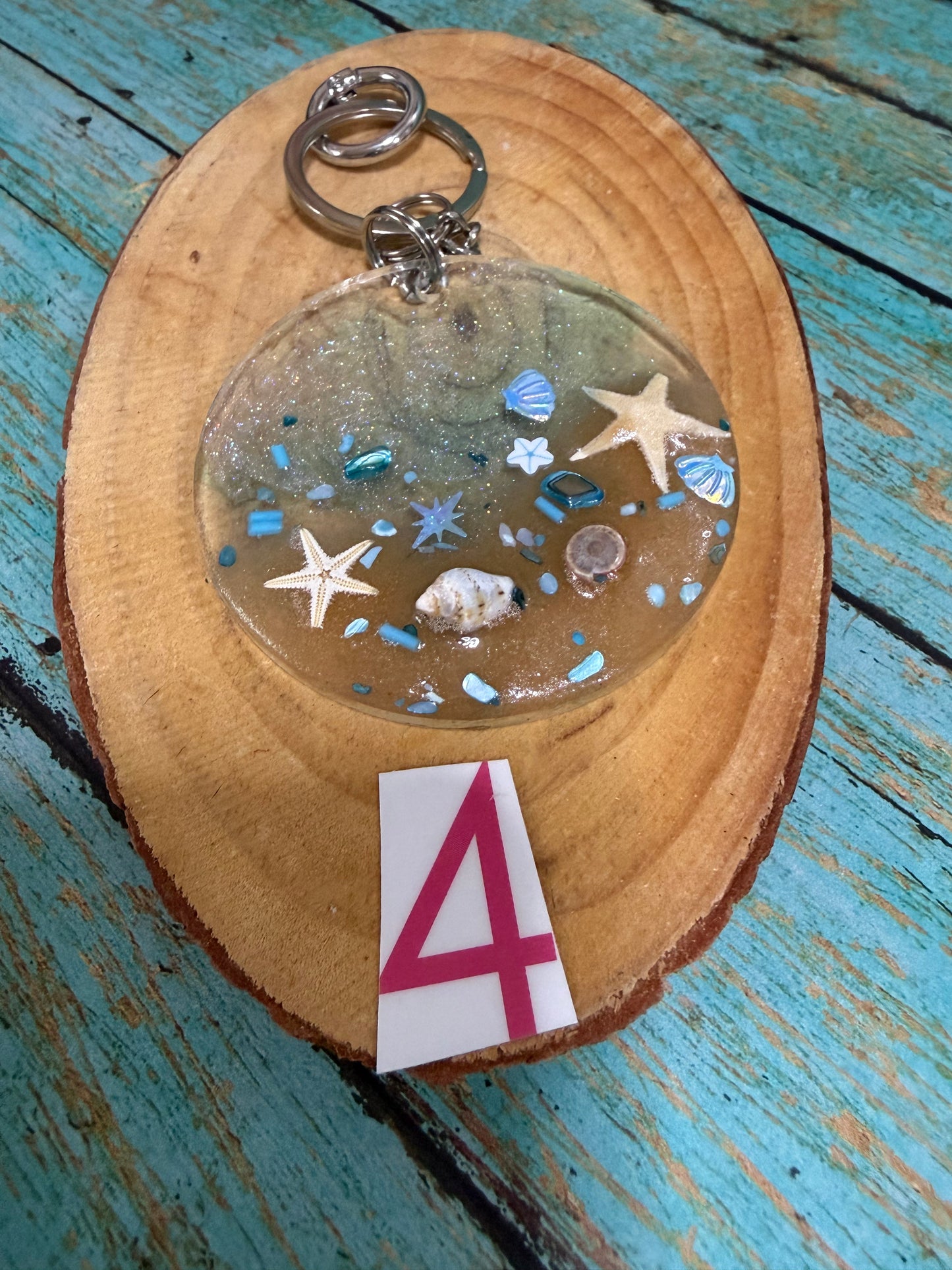 Resin Bag Charms Keychain Ocean Scene Sea shells Fish Star Fish Sand Flowers Hearts Colorful Beads