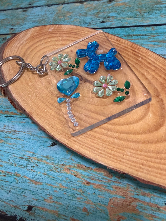 Resin Keychain Backpack Charm Baloon Dog Heart Flower