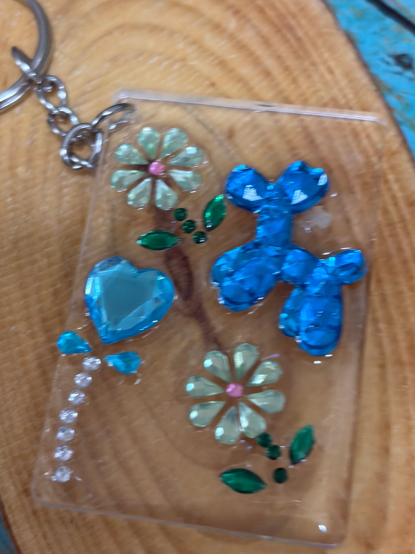 Resin Keychain Backpack Charm Baloon Dog Heart Flower
