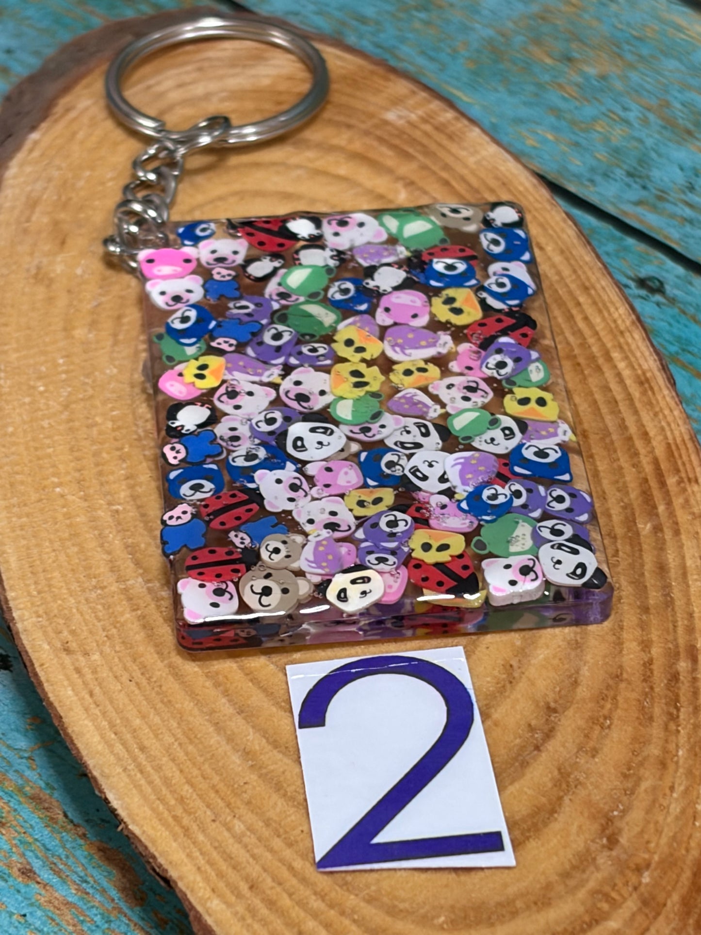 Resin Keychain Bag Charm Cartoon Characters Ladybug Bear Faces