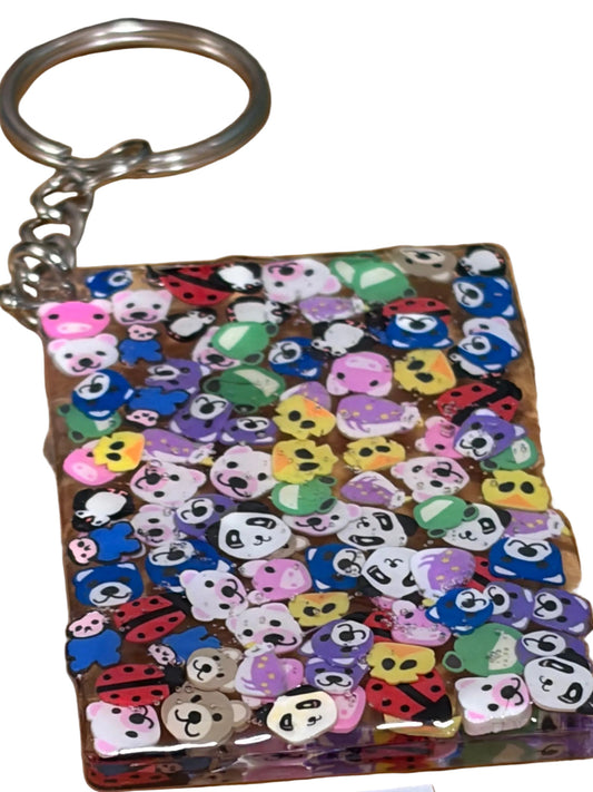 Resin Keychain Bag Charm Cartoon Characters Ladybug Bear Faces