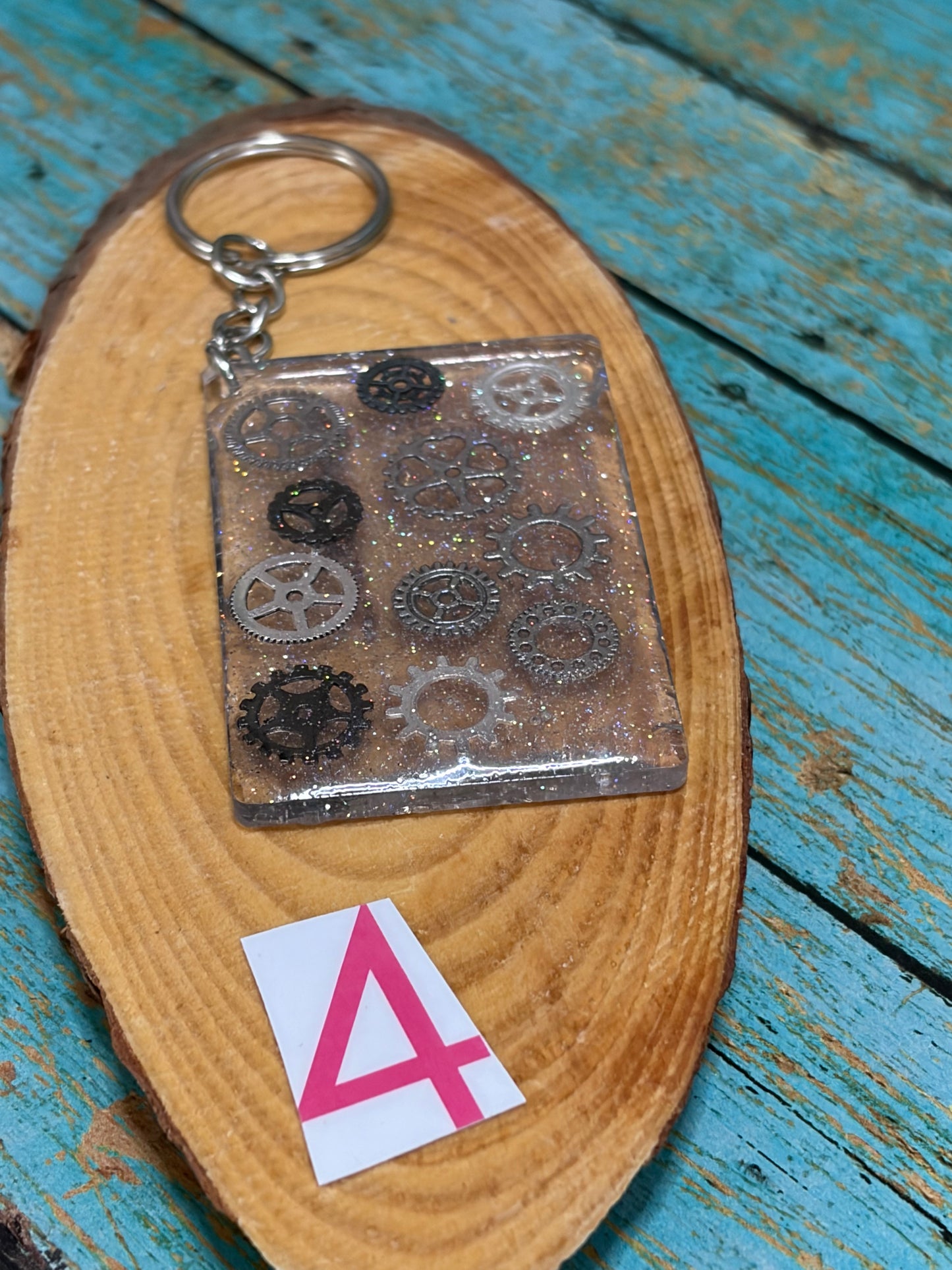 Resin Keychain Bag Charm Metal Wheel Theme