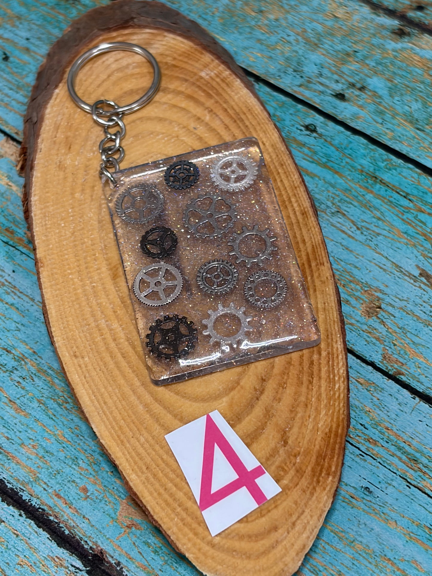 Resin Keychain Bag Charm Metal Wheel Theme