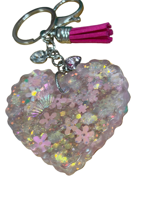 Resin Heat Keychain Bag Charm Tassals Heart Charm Butterfly