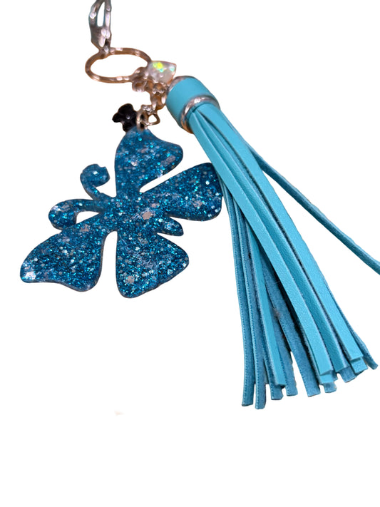 Resin Butterfly Bag Charm Keychain Tassels