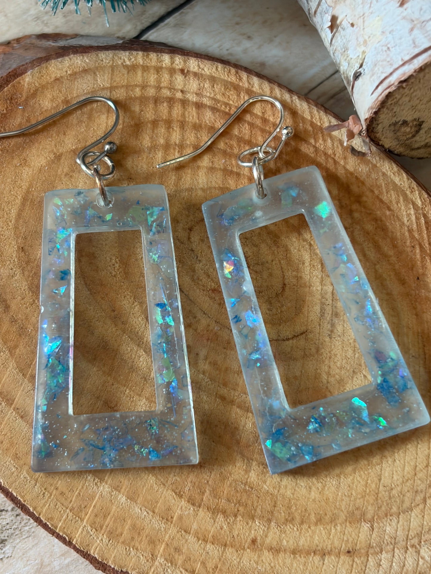 Blue Resin  Earrings Dangle