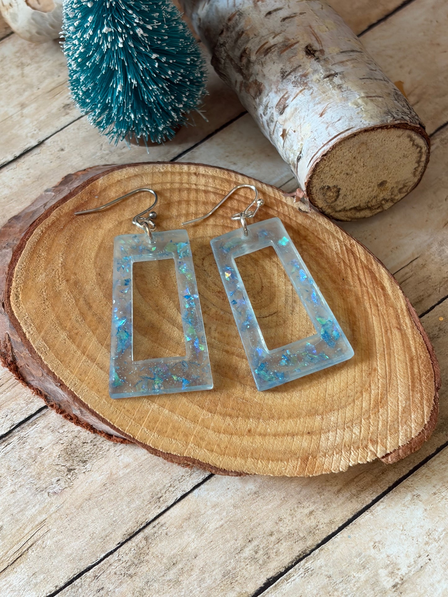 Blue Resin  Earrings Dangle