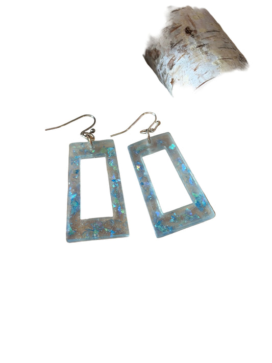 Blue Resin  Earrings Dangle