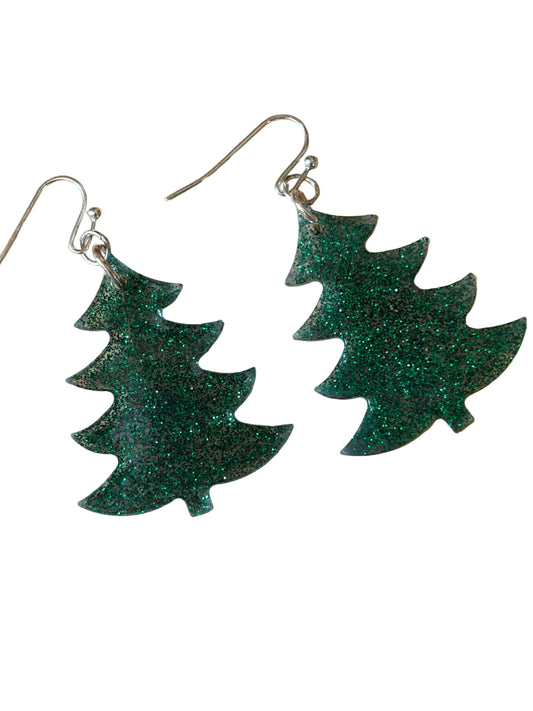 Resin Green Christmas Earrings