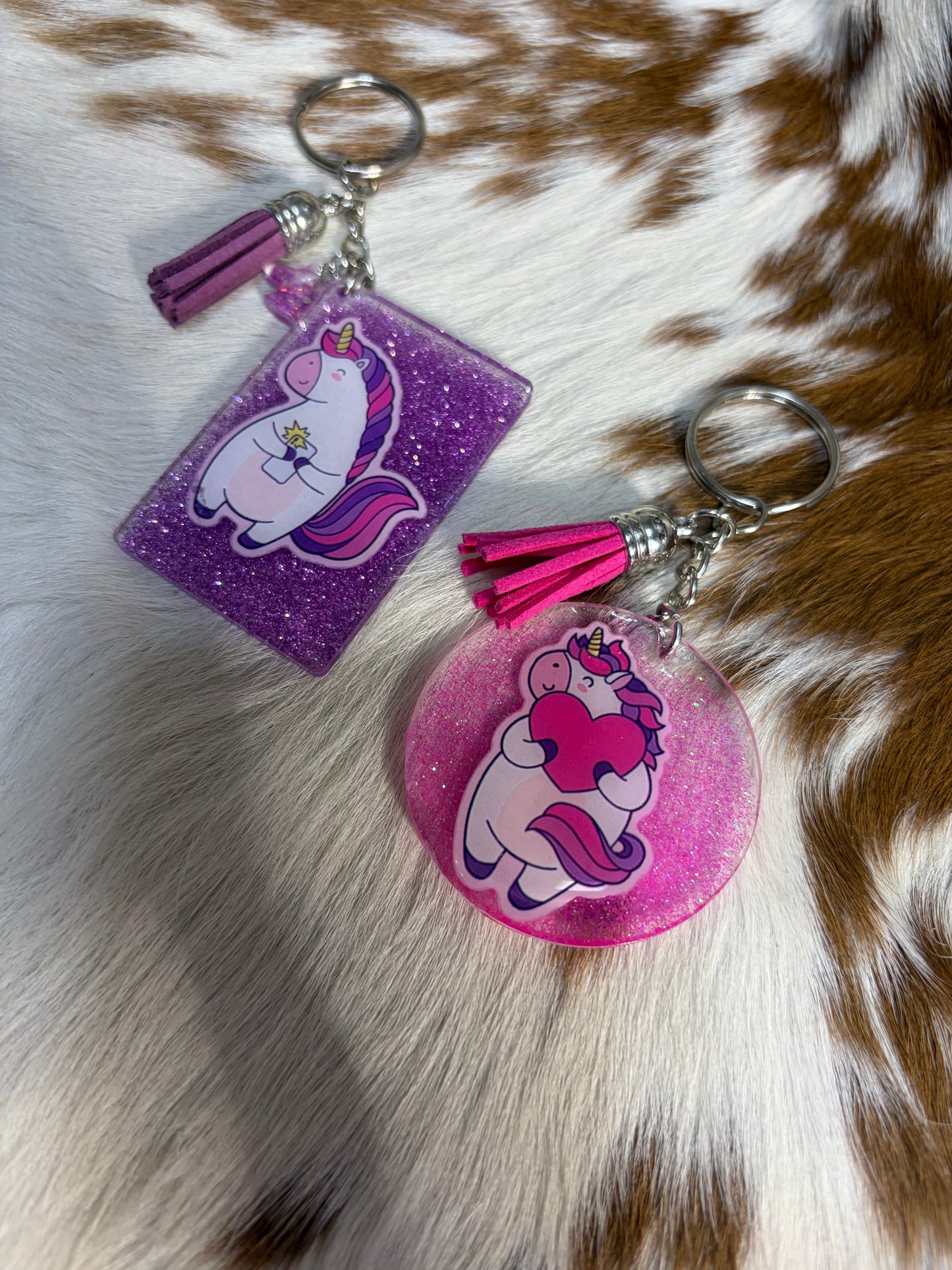 Kids Unicorn Bag Charm Keychain Purple Pink