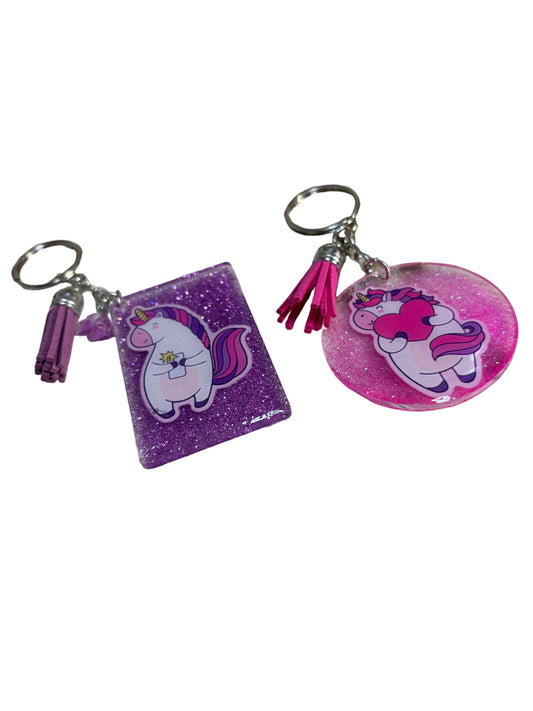 Kids Unicorn Bag Charm Keychain Purple Pink