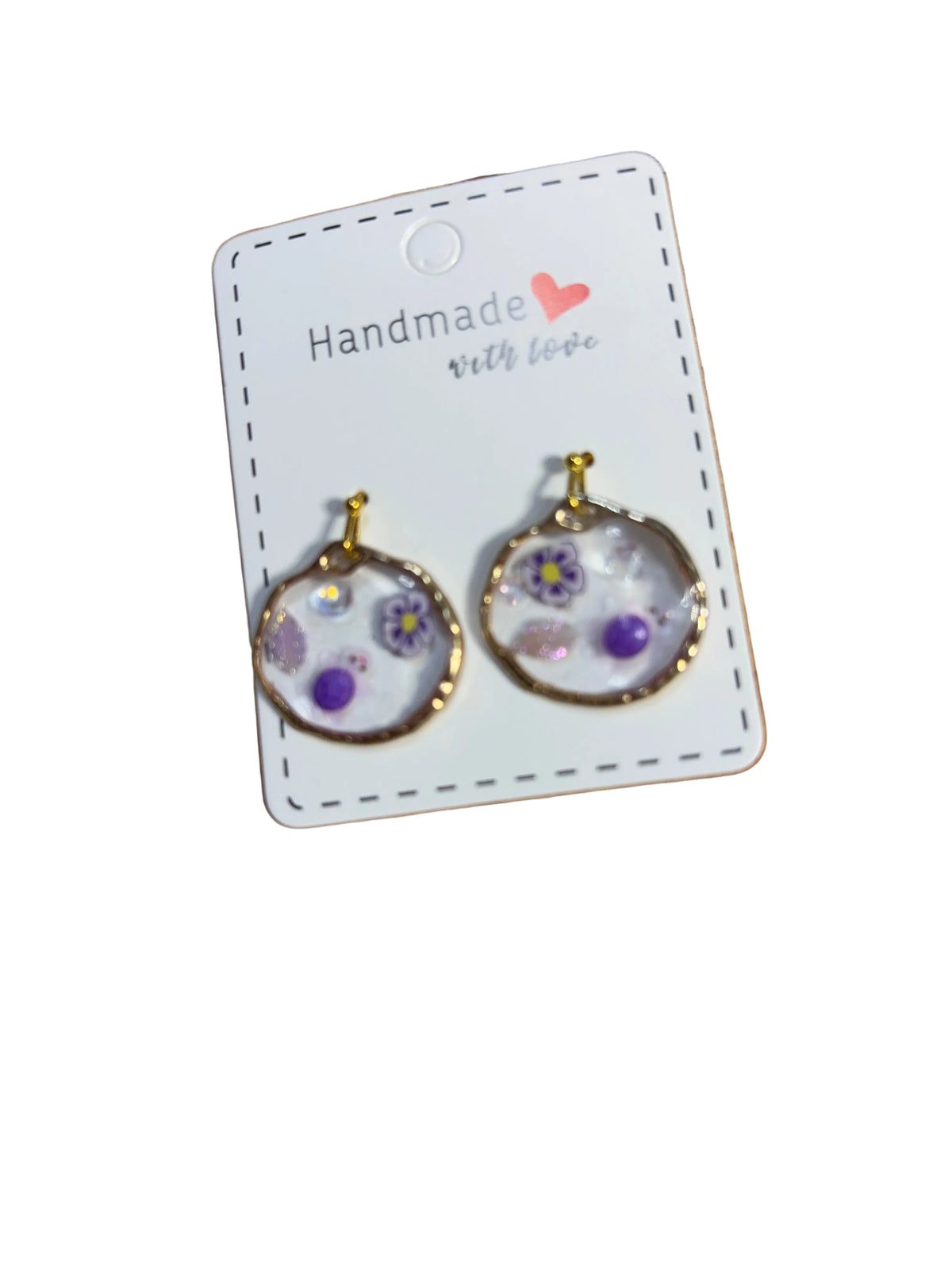 Round Resin Flower Earrings Beads