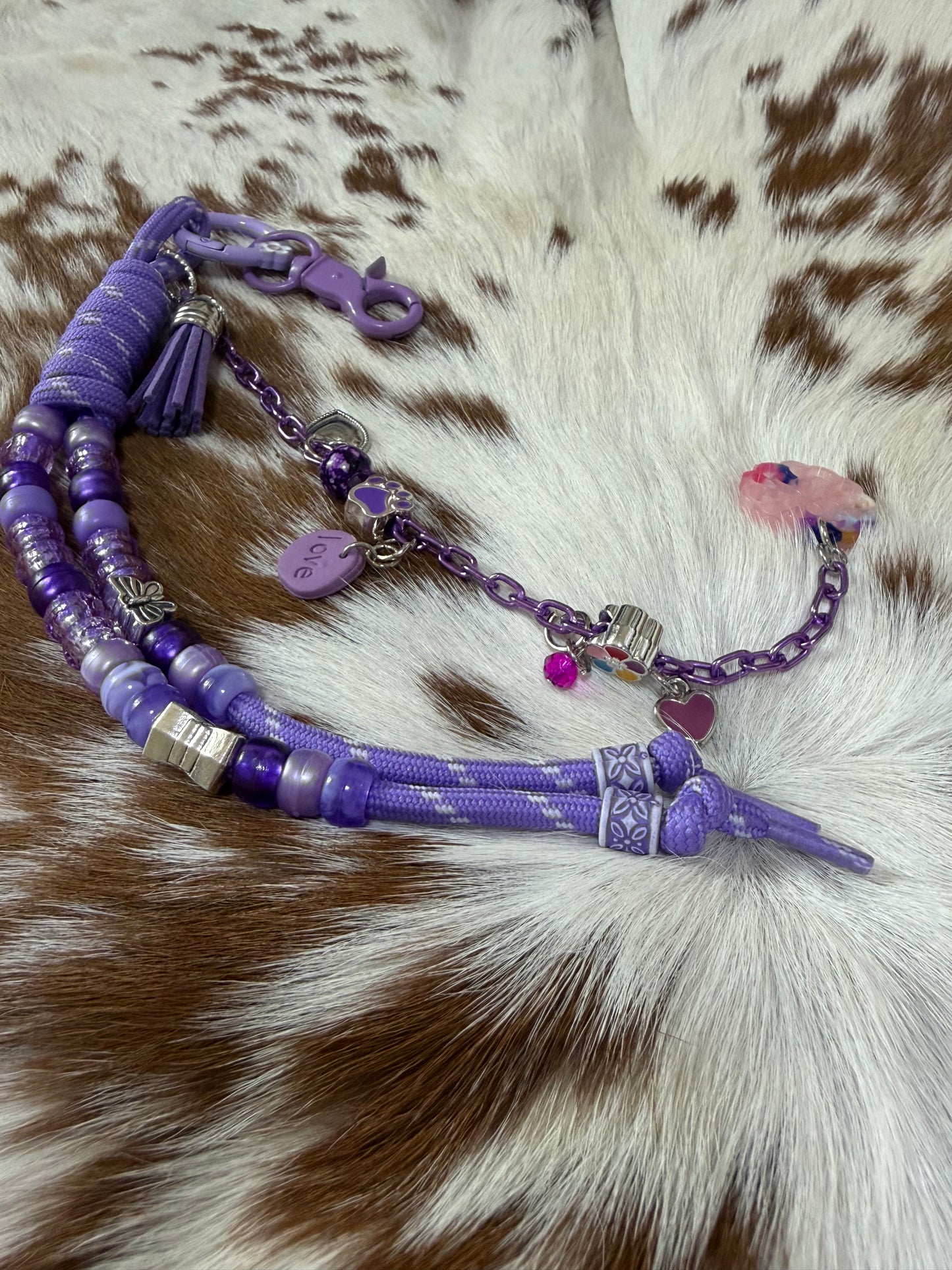 Paracord Bag Charm Keychain Purple Assorted Charms