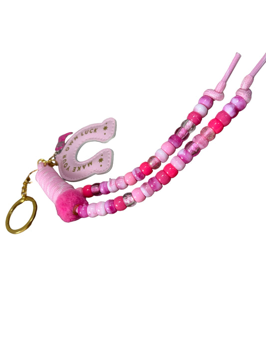 Paracord Bag Charm Keychain Pink Color Horseshoe Make Your Own Luck