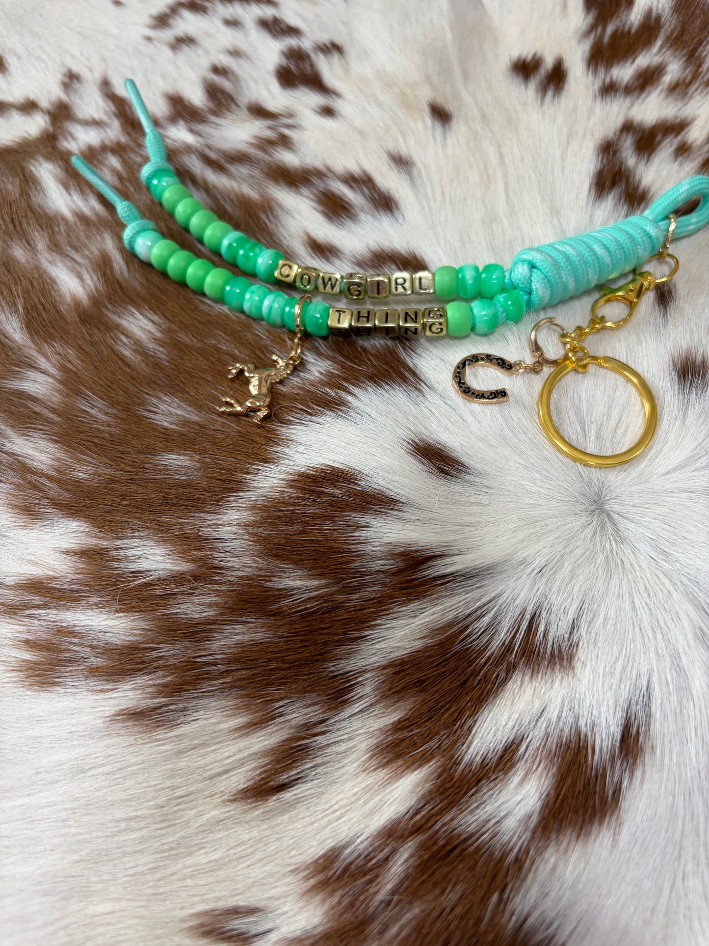 Paracord Bag Charm Keychain Turquoise Beads Cowgirl Thing Western  Charms