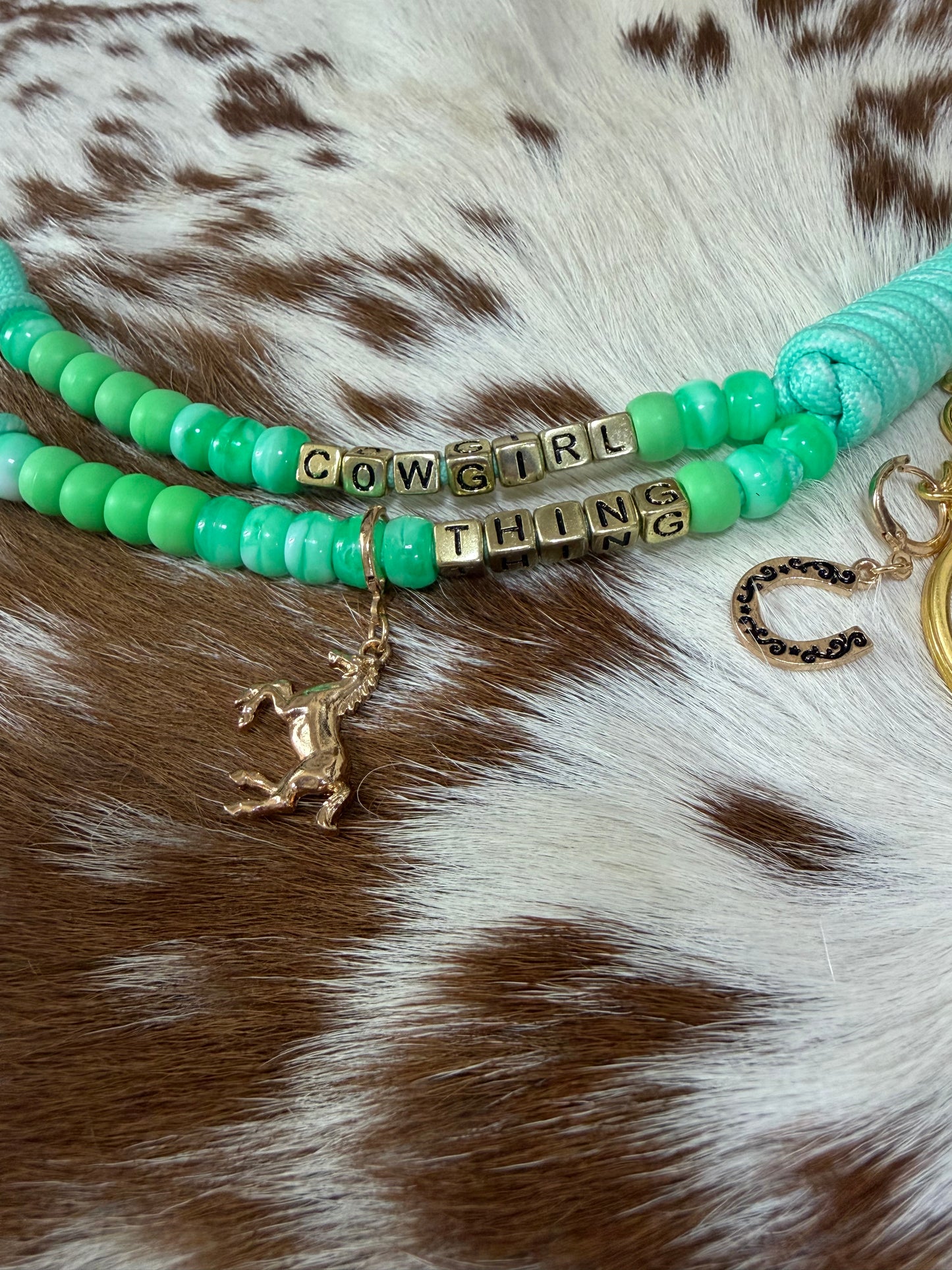 Paracord Bag Charm Keychain Turquoise Beads Cowgirl Thing Western  Charms