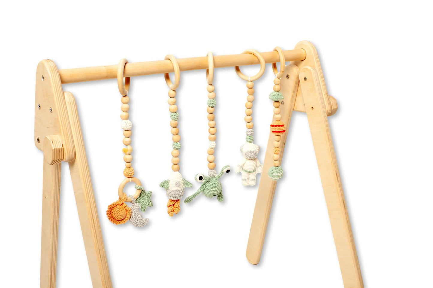 Montessori Baby Gym & Hanging Toys Set | Wooden Play Gym for Babies-5