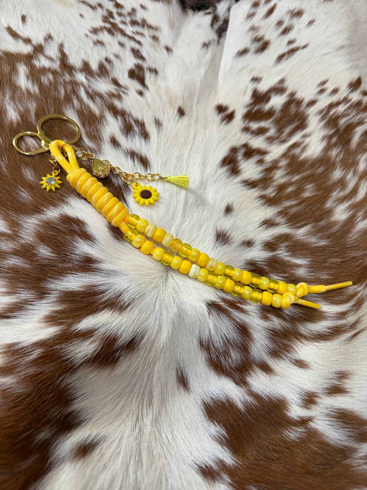 Paracord Bag Charm Keychain Yellow Color Charms