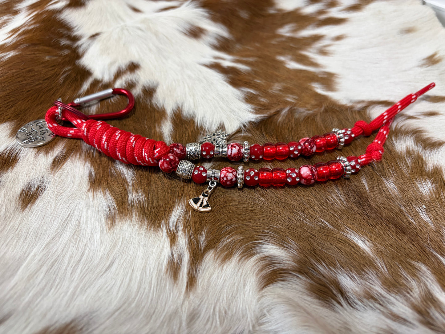 Red Paracord Bag Charm Keychain  Red Beads Charms Girls Trip