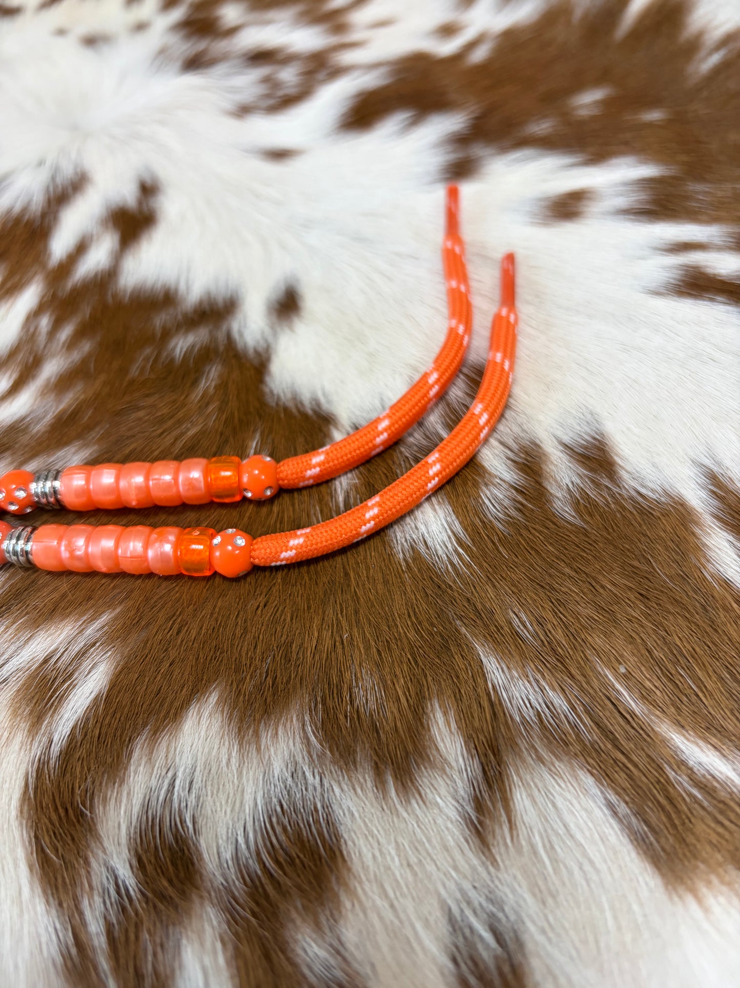 Paracord Rope Keychain Bag Charm Backpack Heart Flower Orange Beaded