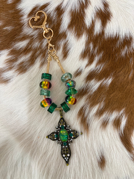 Green Gold Bag Charm Pendent Purse Backpack Gold Chain