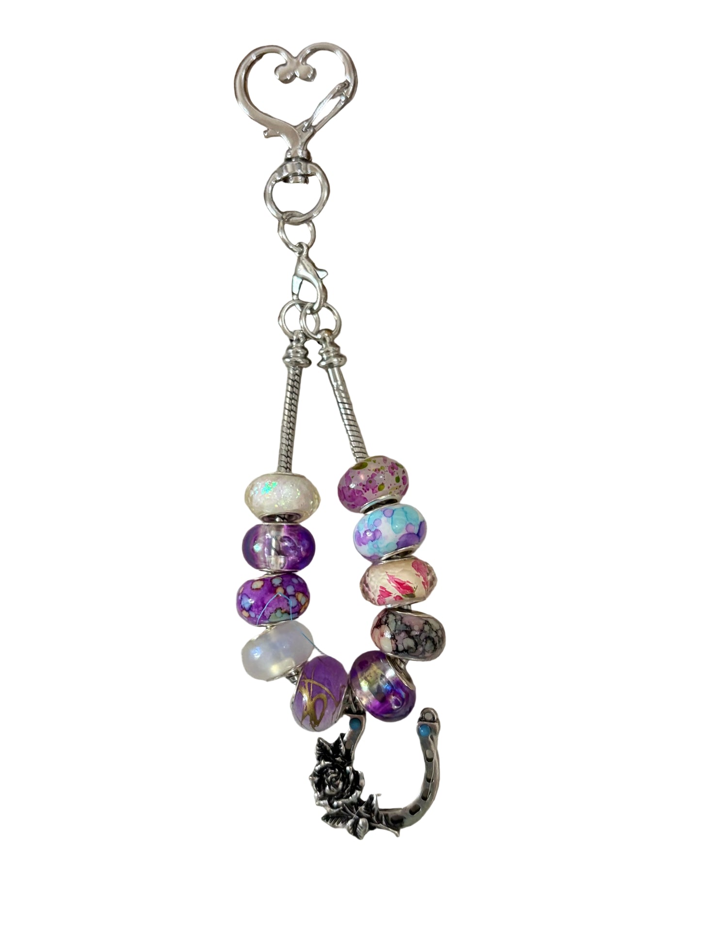 Western Cowgirl Bag Charm Horseshoe Beaded Purples