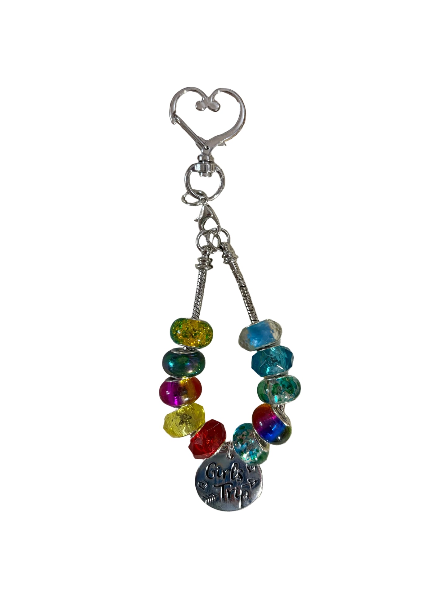 Girls Trip Beaded Charm Bag  Purse Backpacks Silver Chain