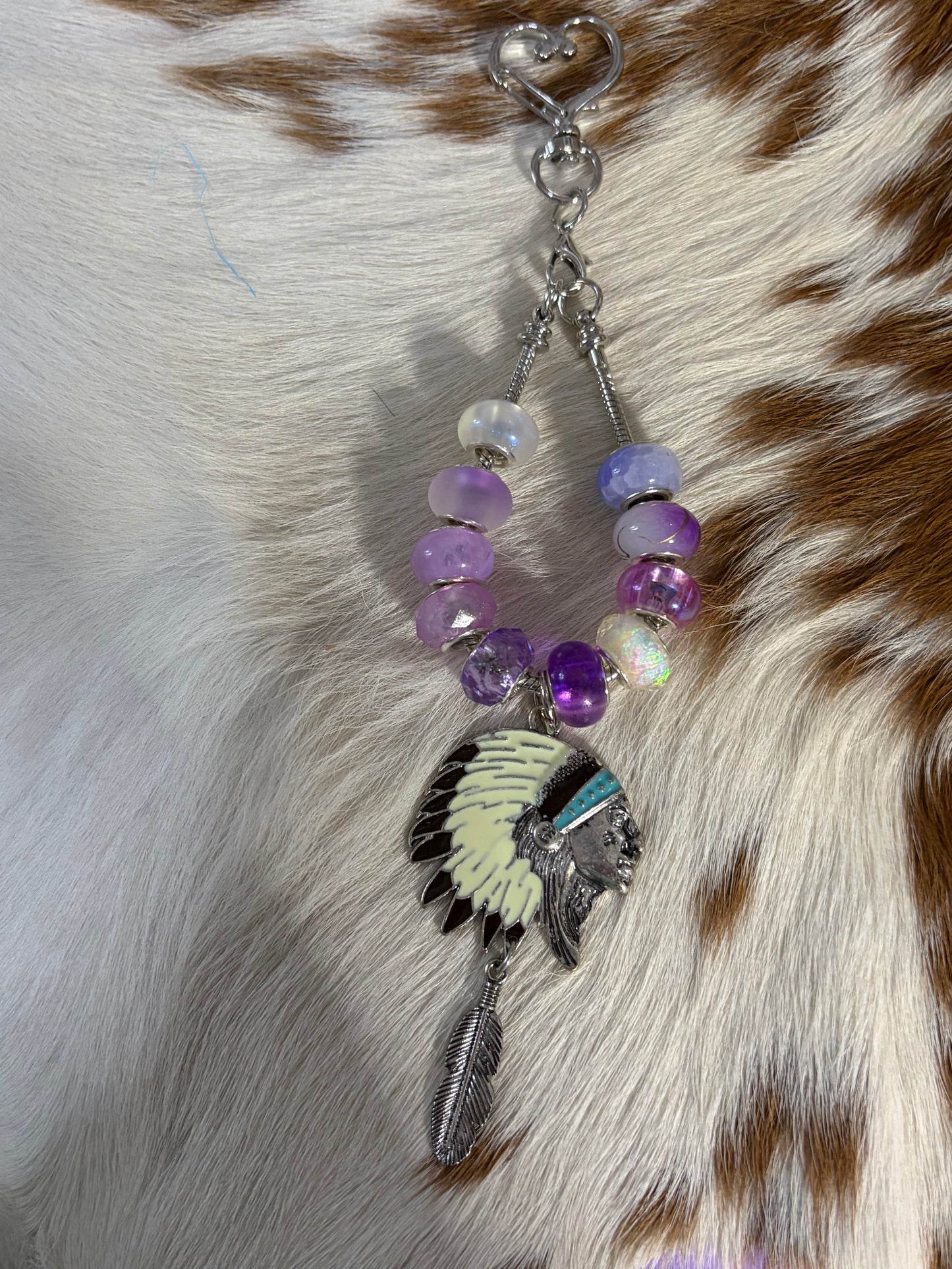Western Indian Beaded Bag Charm Purples