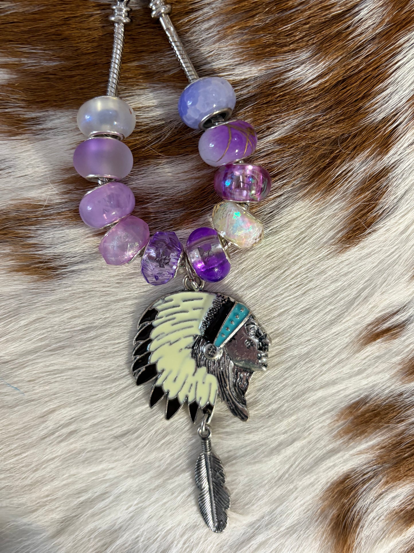Western Indian Beaded Bag Charm Purples