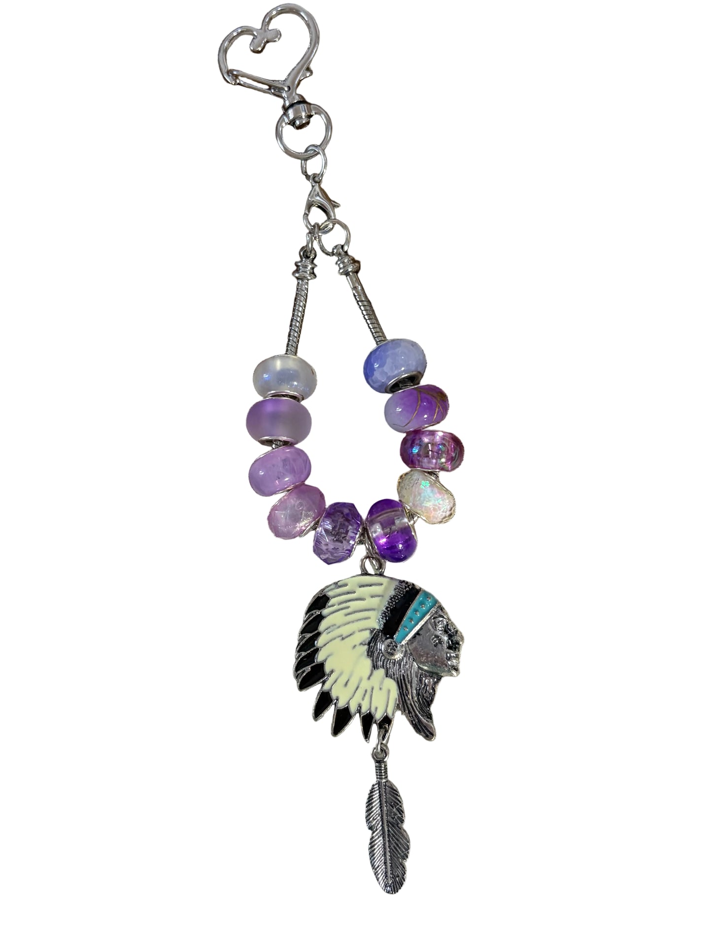 Western Indian Beaded Bag Charm Purples