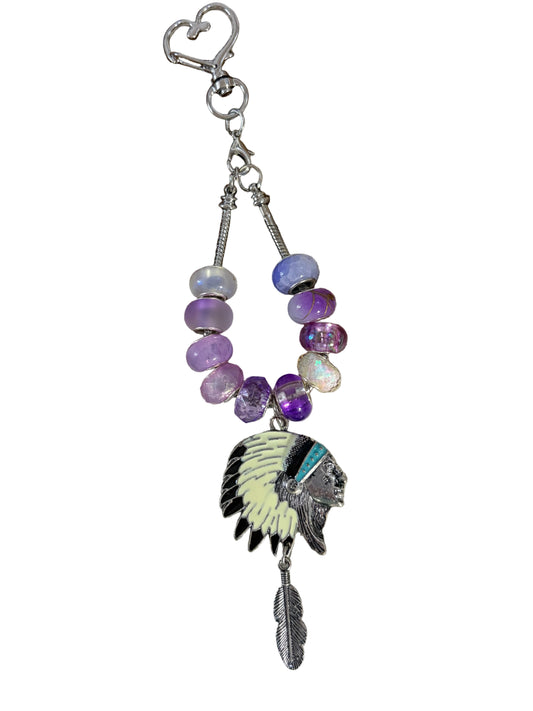 Western Indian Beaded Bag Charm Purples