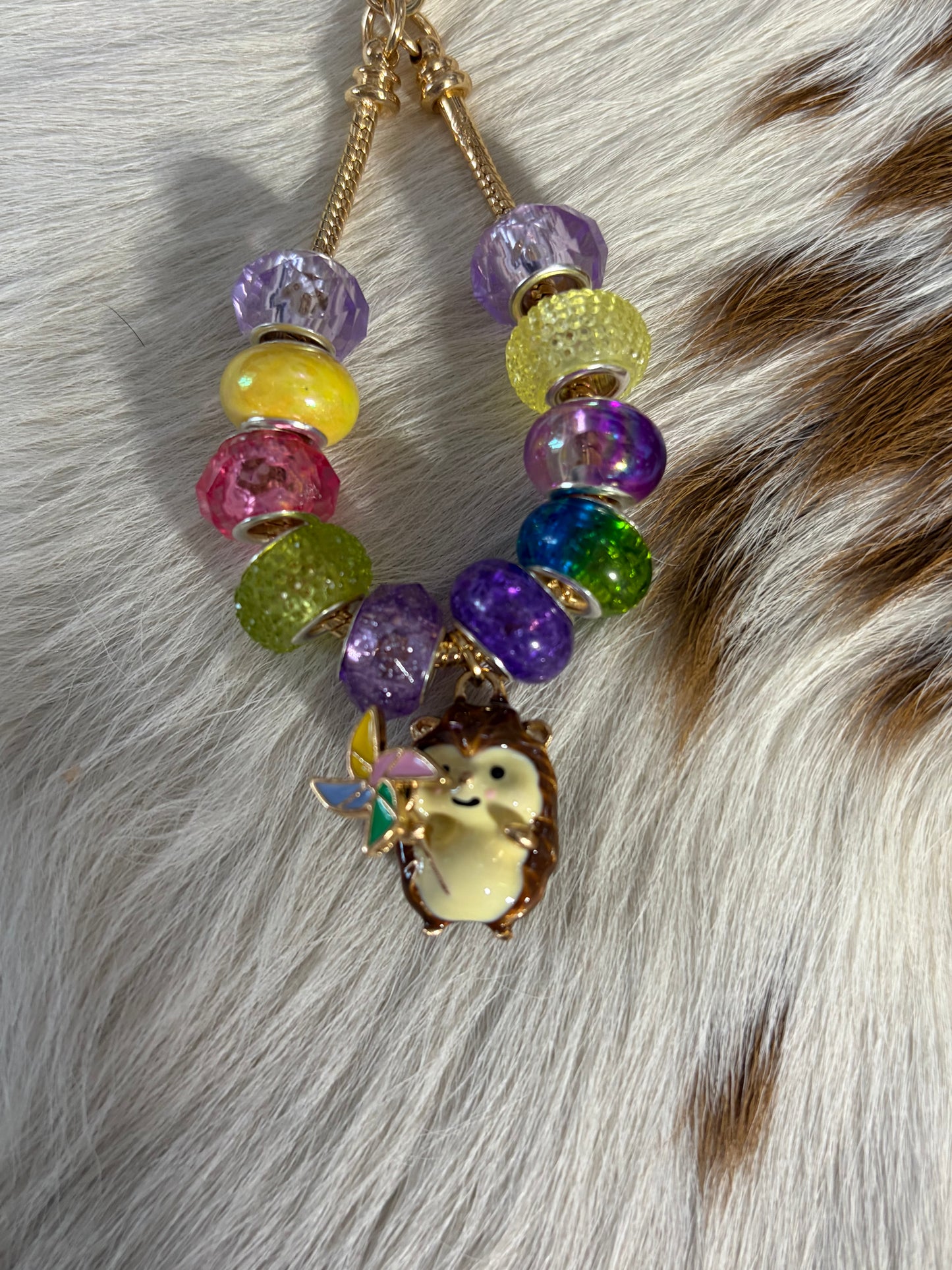 Hedge Hog Beaded Bag Char Gold Chain
