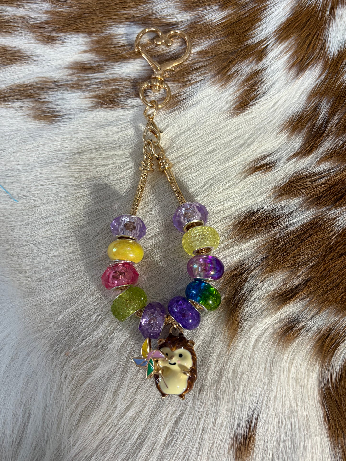 Hedge Hog Beaded Bag Char Gold Chain