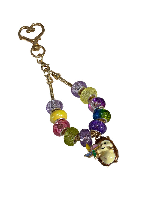 Hedge Hog Beaded Bag Charm Gold Chain