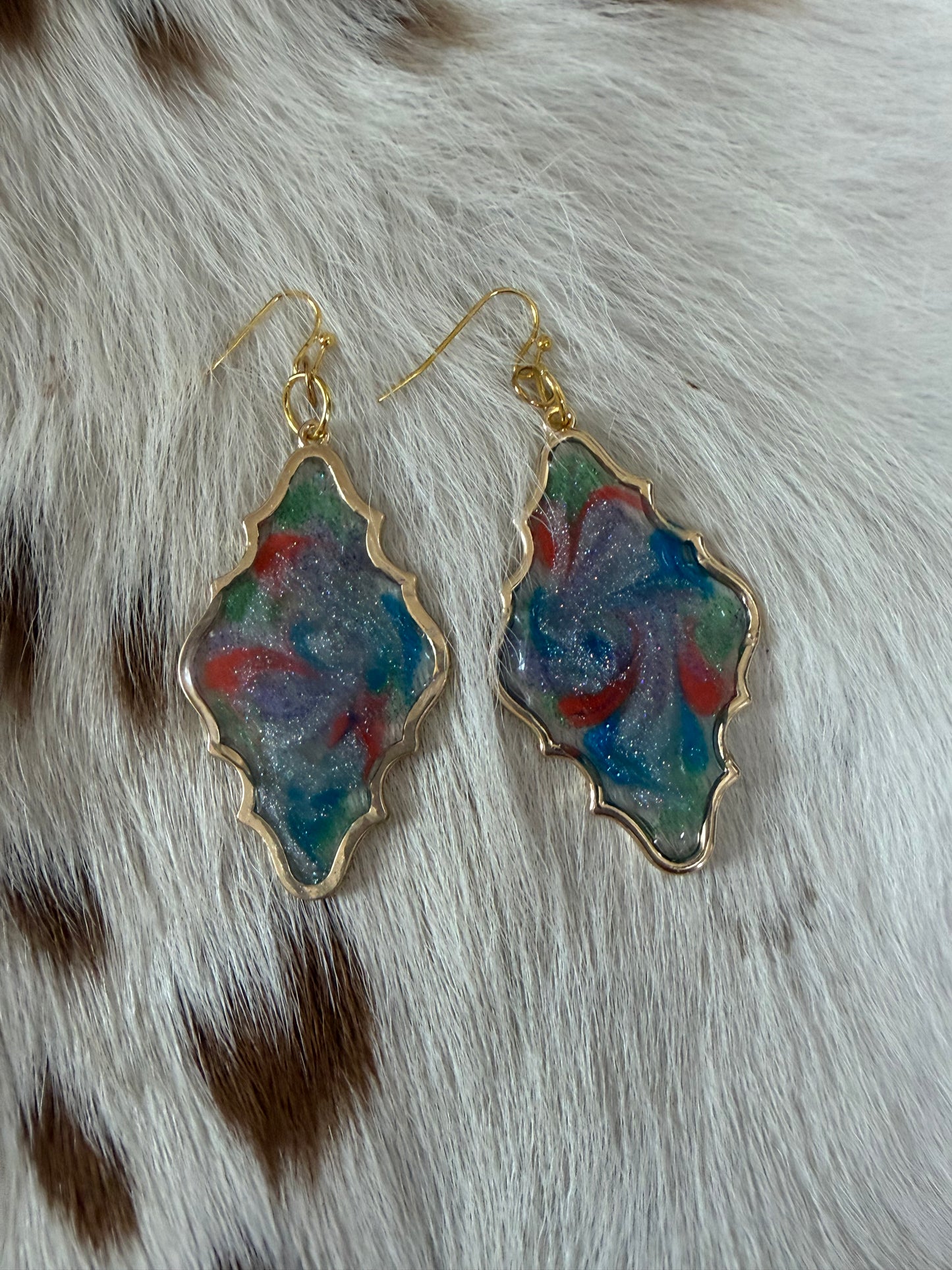 Resin Gold Colorful Earrings