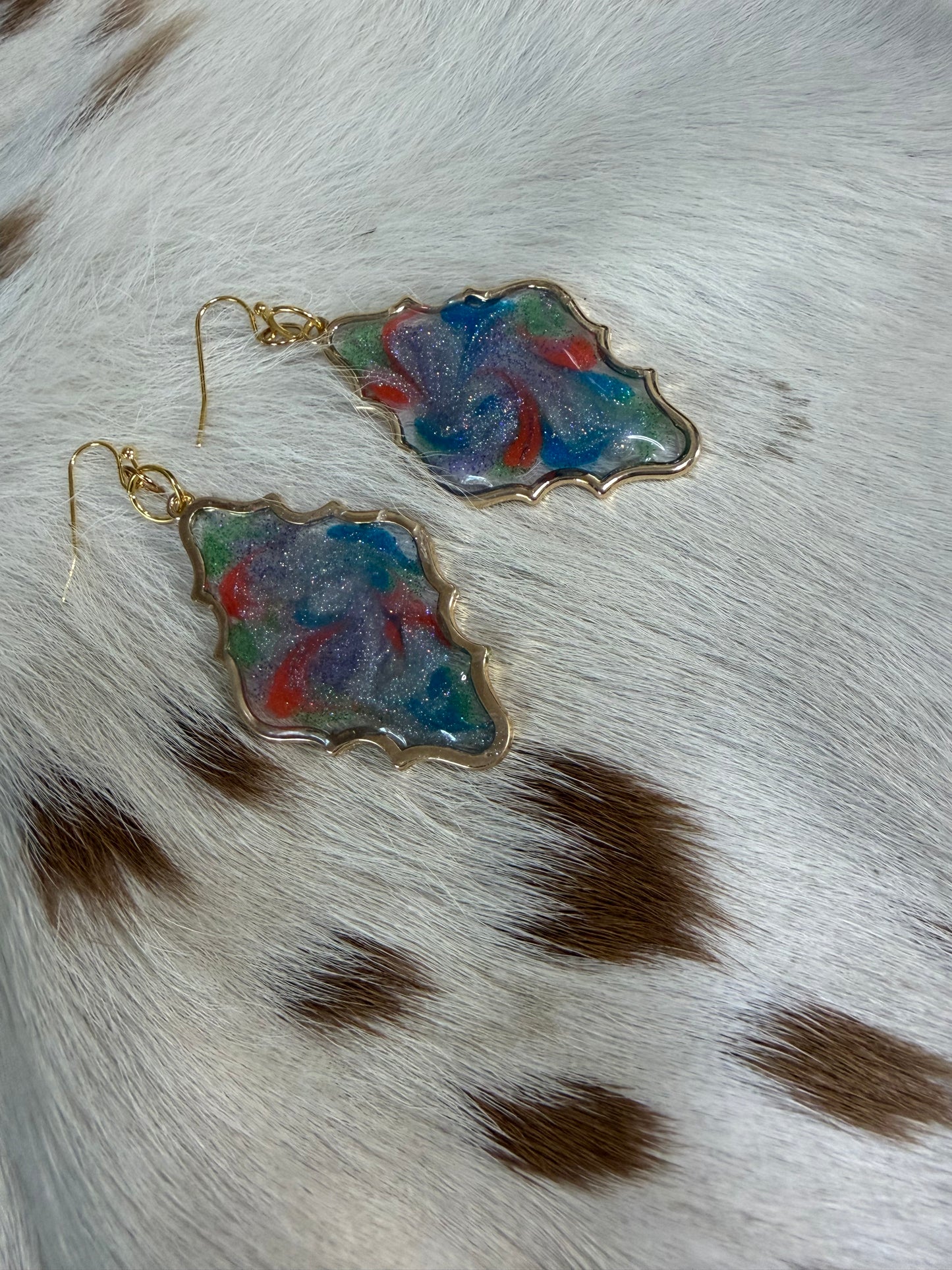 Resin Gold Colorful Earrings