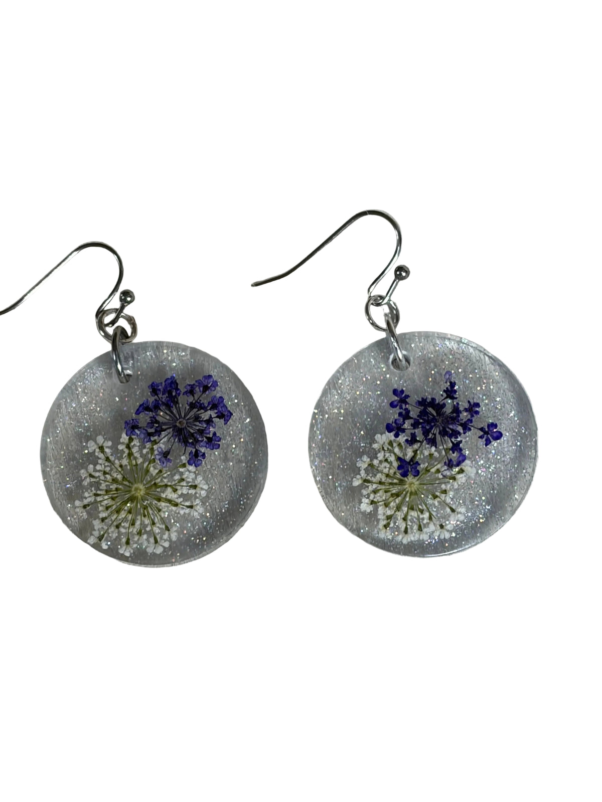 Round Resin Flower Earrings