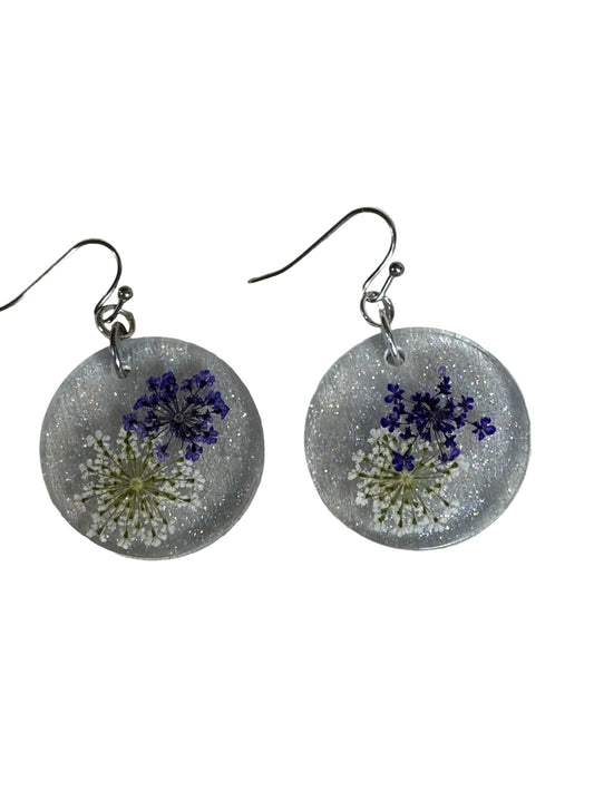 Round Resin Flower Earrings