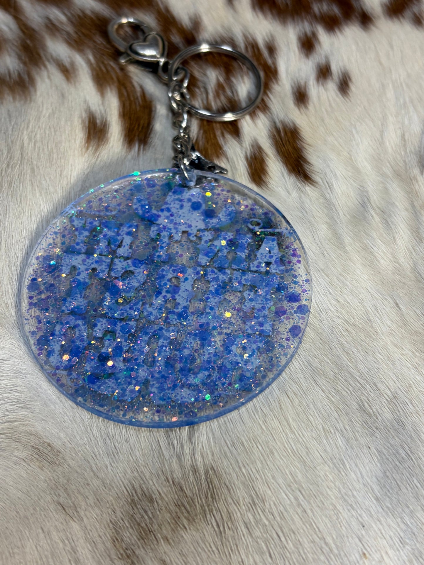 Round Resin acrylic Ain't My First Rodeo Glitter Bag Charm Keychain Purse Bag Charm Backpack Charm