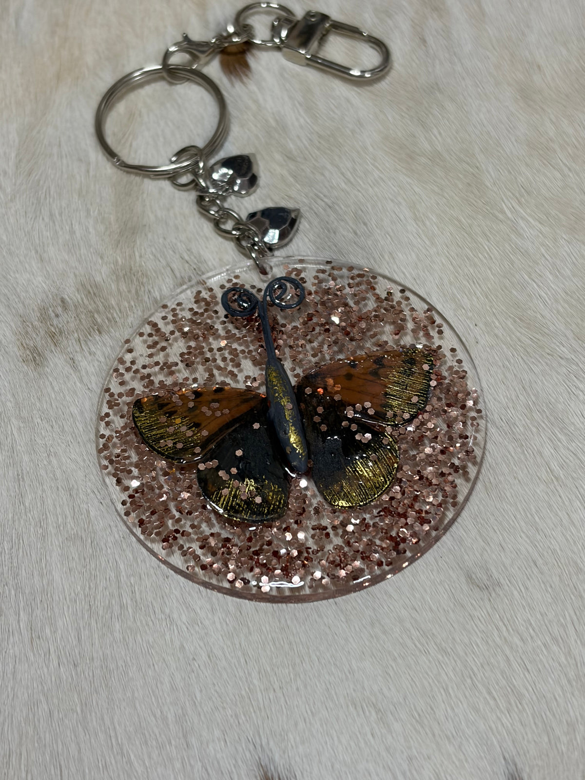 Butterfly Resin Bag Charm Glittery Heart Charms Purse Charm Backpack Charm