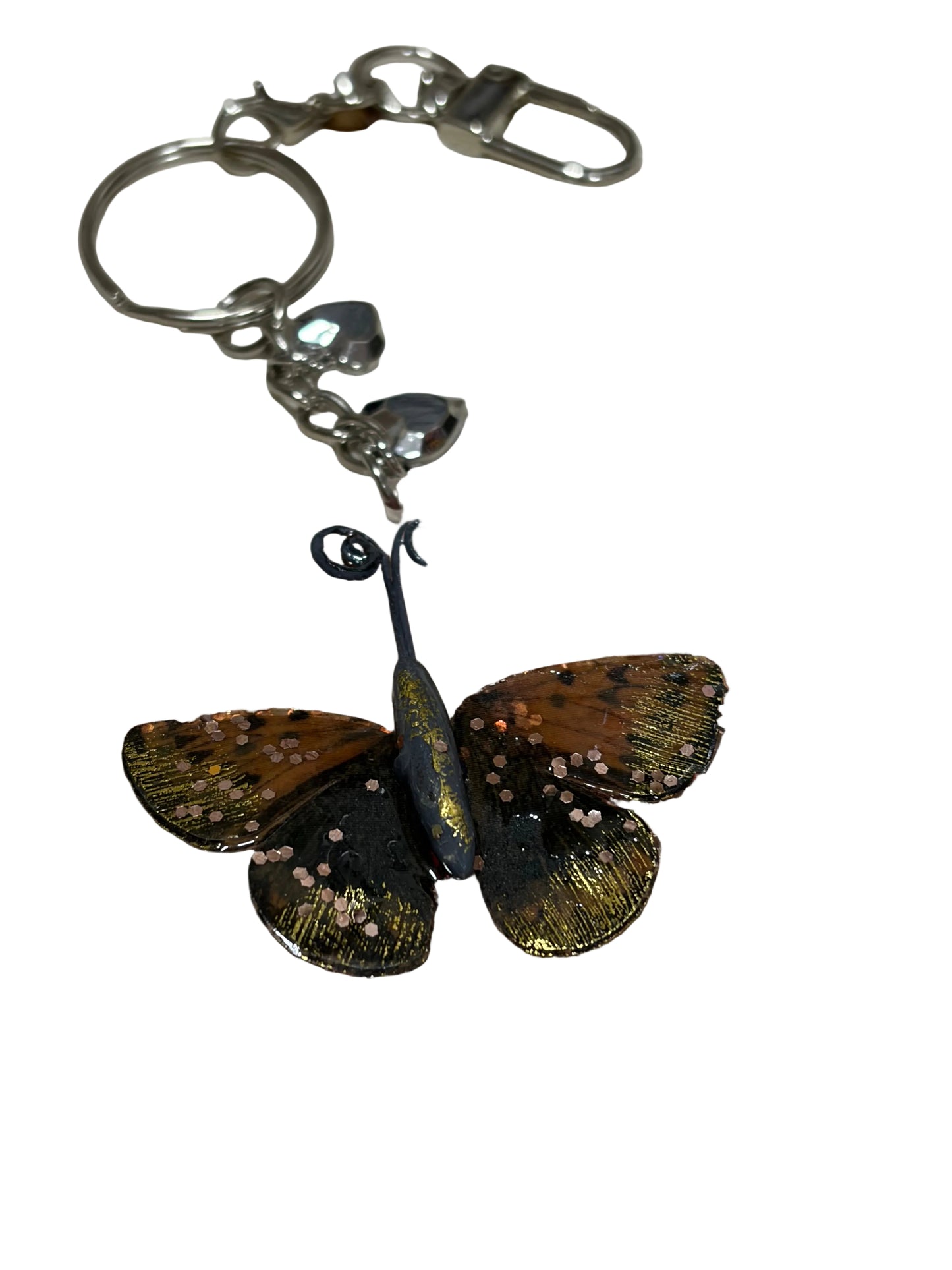 Butterfly Resin Bag Charm Glittery Heart Charms Purse Charm Backpack Charm