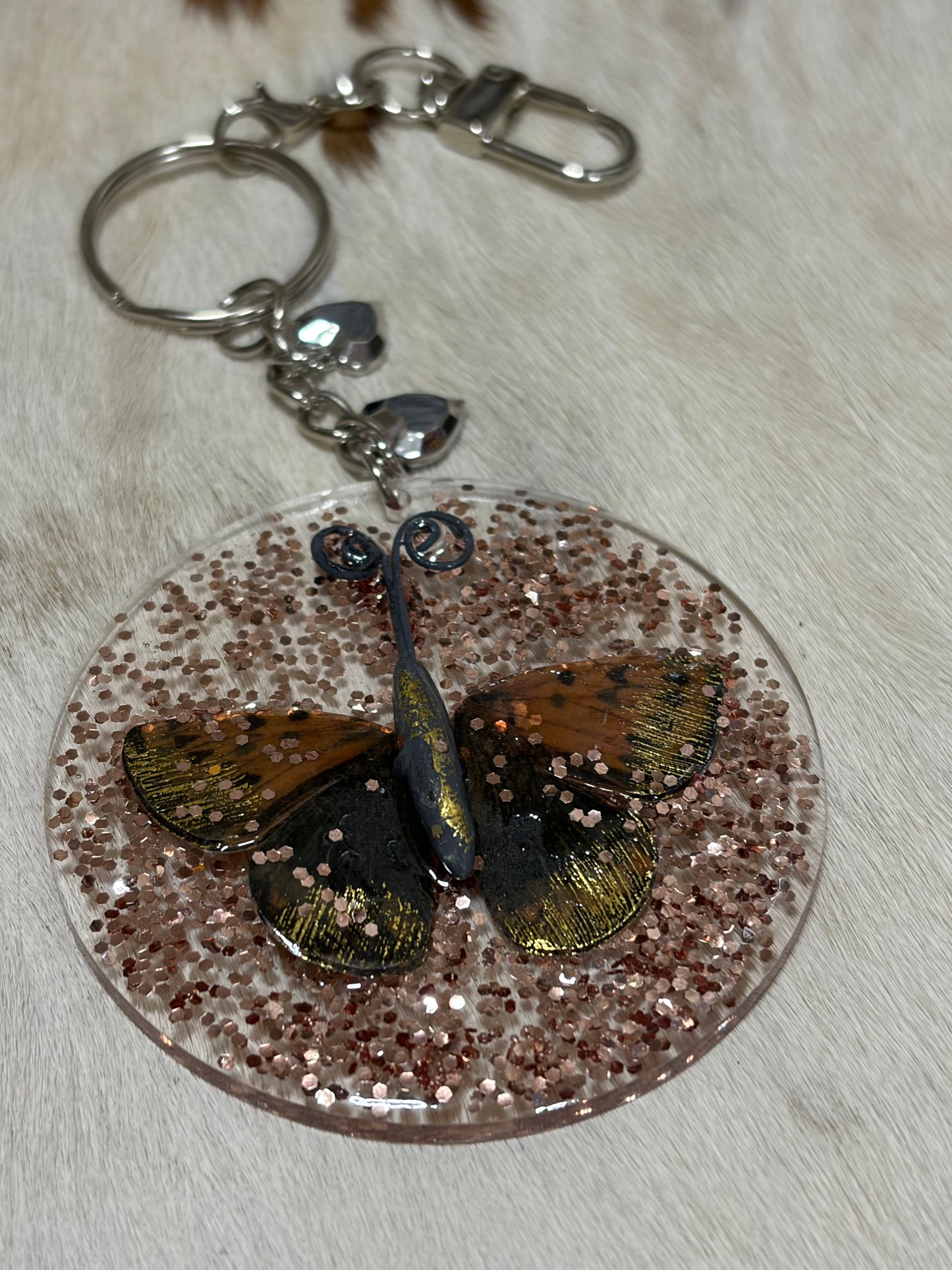 Butterfly Resin Bag Charm Glittery Heart Charms Purse Charm Backpack Charm