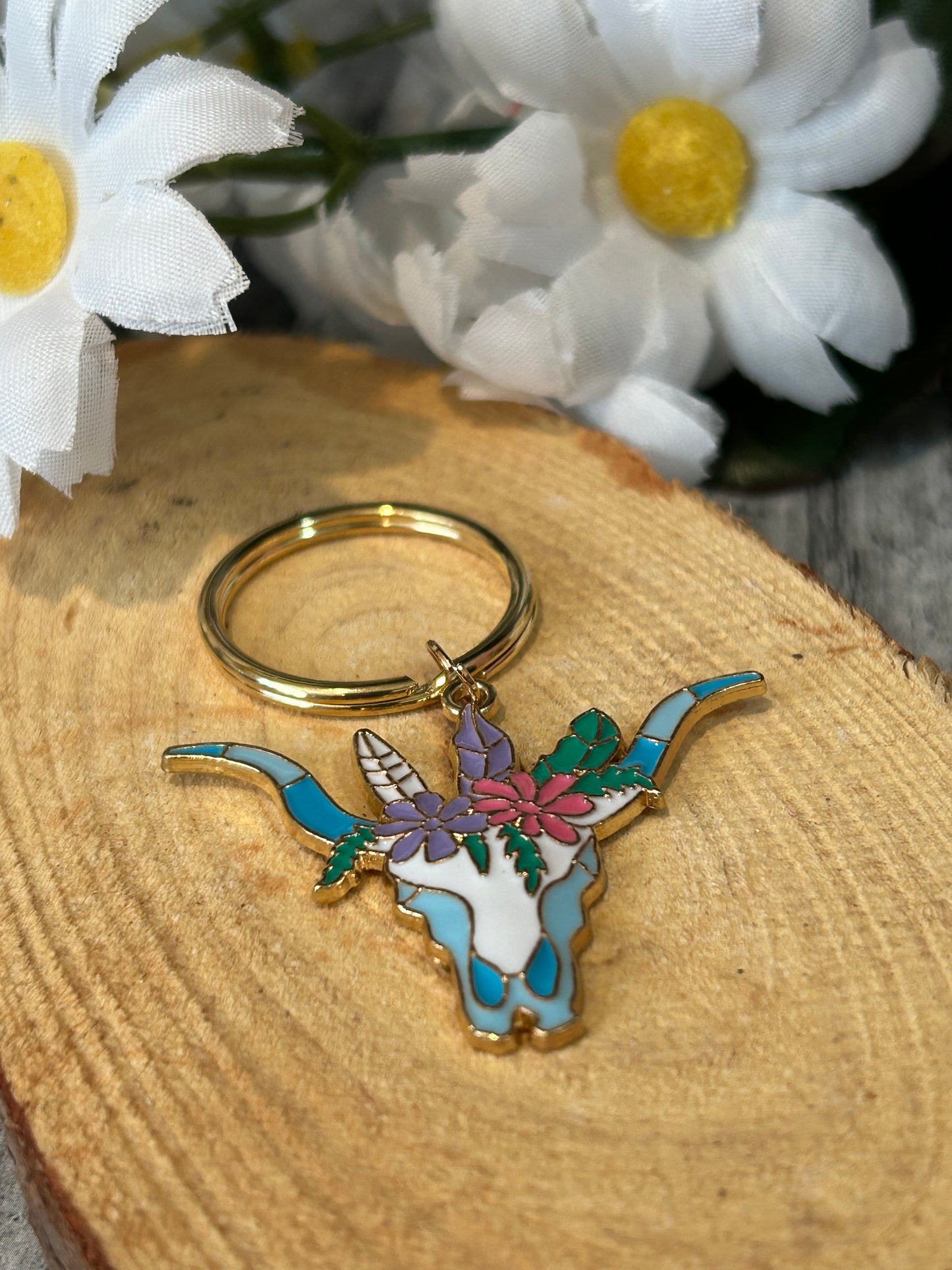 Western Colorful Steer Keyring Assortment