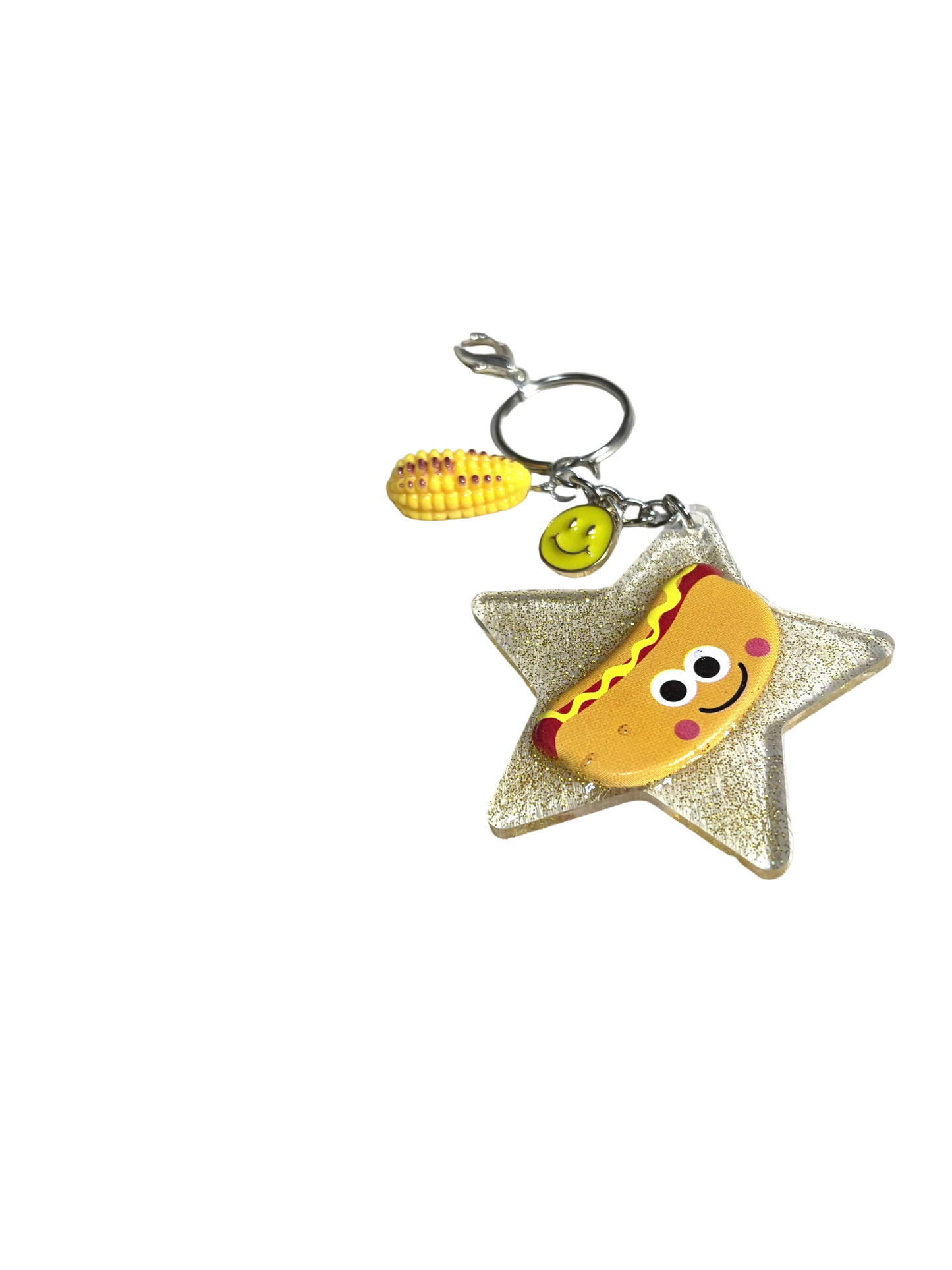 Resin Star Thene Happy Hot Dog Corn Charm Happy Face Charm Bag Charm KeyChain